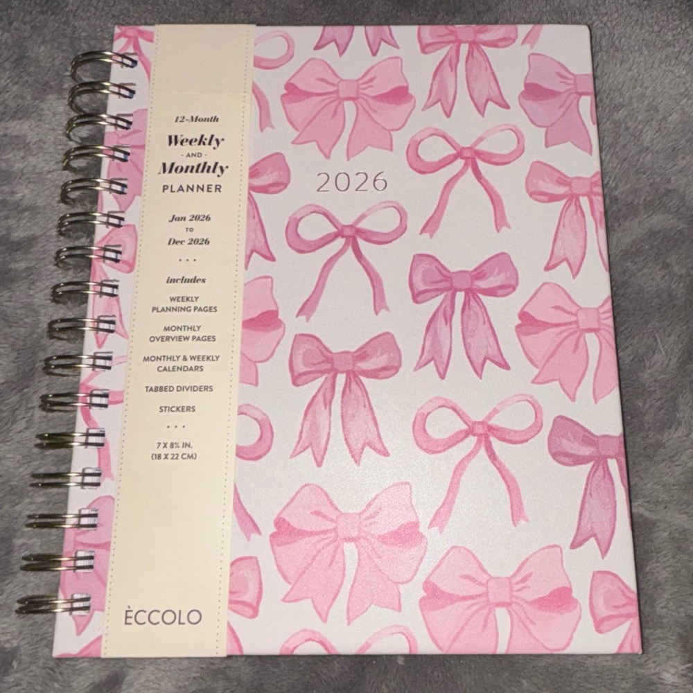 NEW Eccolo Coquette Pink Bow 2026 Planner NWT